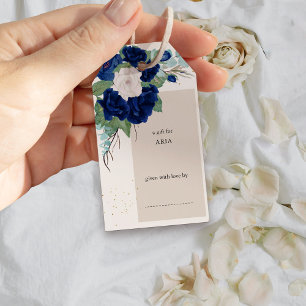 Royal Rose Navy Blue Ivory Blumenzeigerdusche Geschenkanhänger