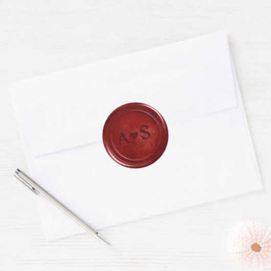 Royal rote Ruby-Wachssiegel mit Initialen Runder Aufkleber (Umschlag)