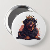 Royal Rottweiler Dog Queen Crown Button (Vorne & Hinten)