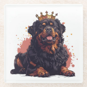 Royal Rottweiler Dog Queen Crown Glasuntersetzer