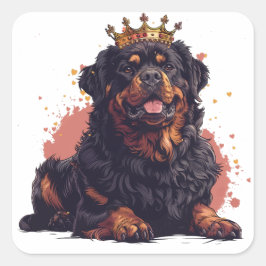 Royal Rottweiler Dog Queen Crown Quadratischer Aufkleber