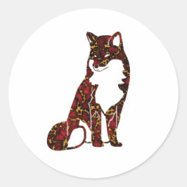 Royal Ruby Red und Gold Marble Texture auf Fuchs Runder Aufkleber