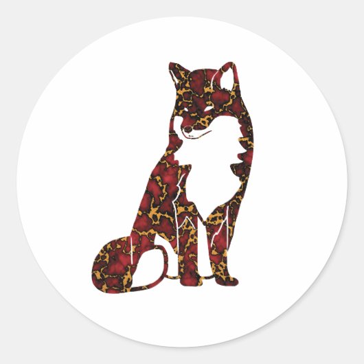 Royal Ruby Red und Gold Marble Texture auf Fuchs Runder Aufkleber (Vorderseite)