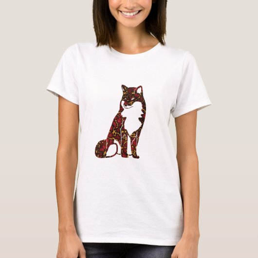 Royal Ruby Red und Gold Marble Texture auf Fuchs T-Shirt (Vorderseite)