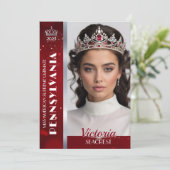 Royal Ruby Shimmer Pageant Autograph Foto Card Einladung (Stehend Vorderseite)