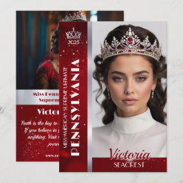 Royal Ruby Shimmer Pageant Autograph Foto Card Einladung