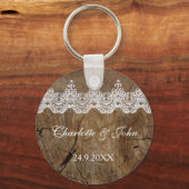 Royal Rustic Chic Save the Date Key Round Geschenk Schlüsselanhänger (Vorderseite)