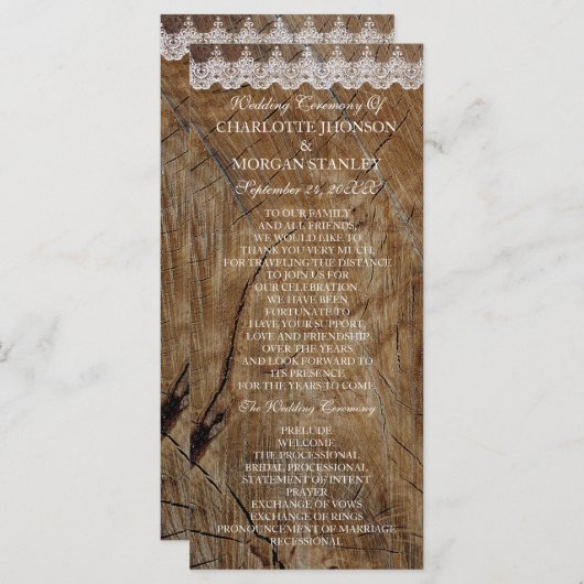 Royal Rustic White Lace Wedding Program Programm (Vorne/Hinten)