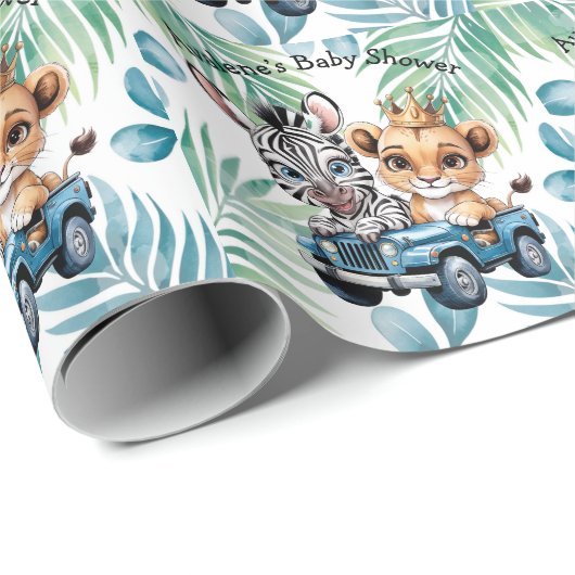 Royal Safari Ride Boy Baby Dusche Geschenkpapier (Rolleneckpunkt)