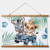 Royal Safari Ride Boy Baby Duschgeschenk Wandteppich Mit Holzrahmen (Vorne)