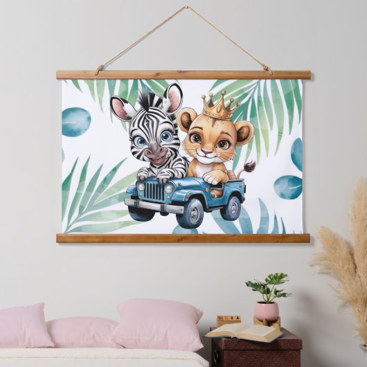 Royal Safari Ride Boy Baby Duschgeschenk Wandteppich Mit Holzrahmen (Schlafzimmer)