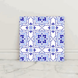 Royal Sapphire Elegant Blue Floral Mosaic Fliese