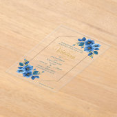 Royal Sapphire Floral Acrylic Wedding Invitation Acryleinladungen (Ablage )
