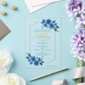 Royal Sapphire Floral Acrylic Wedding Invitation Acryleinladungen (In Situ (Hochzeit))