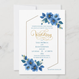 Royal Sapphire Floral Wedding Invitation Einladung