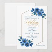 Royal Sapphire Floral Wedding Invitation Einladung (Vorne/Hinten)