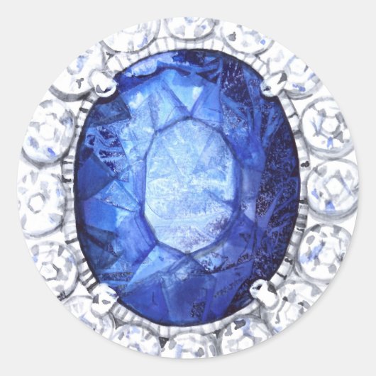 Royal Sapphire Original Watercolor Runder Aufkleber (Vorderseite)