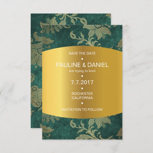 Royal Save the Date Golden Green Velvet Vip (Vorne/Hinten)