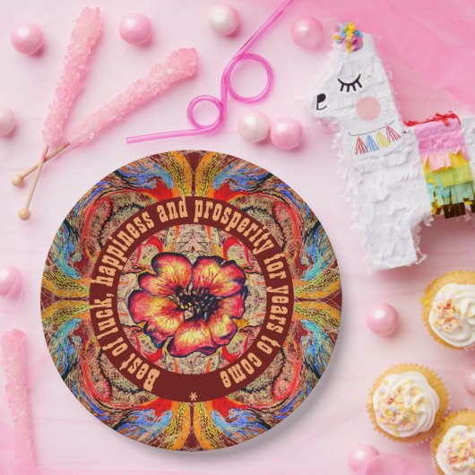 Royal Scarlet Red Blume und Ihr Text Pappteller (Party)