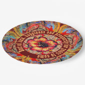 Royal Scarlet Red Blume und Ihr Text Pappteller (Schrägansicht)