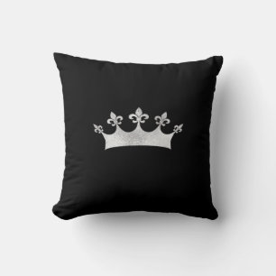 Royal Silver Crown on Black Kissen