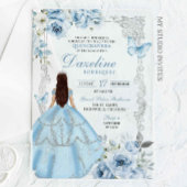 Royal Silver Light Blue Princess Quinceañera Acryleinladungen