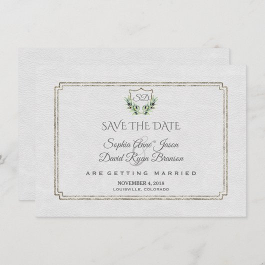 Royal Silver Wappen Lush Greenery Save the Date (Vorne/Hinten)