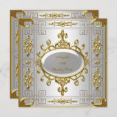 Royal Silver White Gold Festival Einladung (Vorne/Hinten)