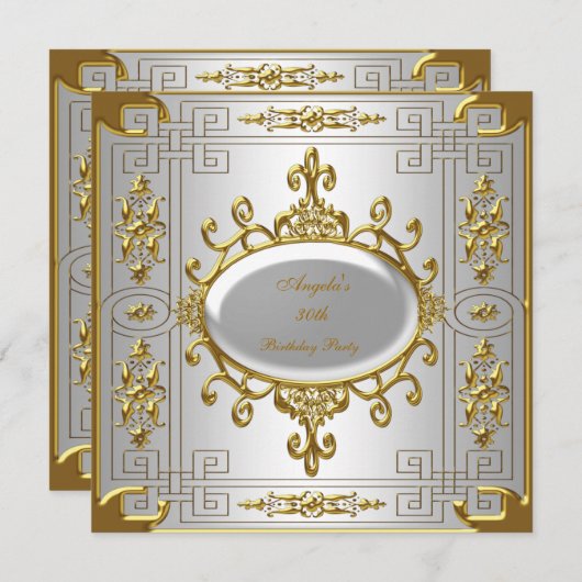 Royal Silver White Gold Festival Einladung (Vorne/Hinten)