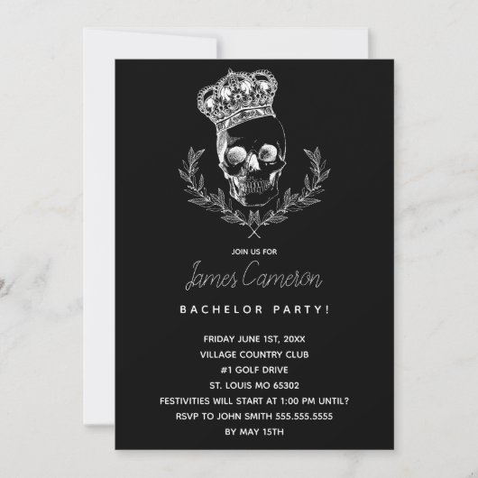 Royal Skull Bachelor Party Einladung (Vorderseite)