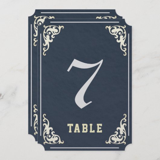 Royal Slate Wedding Tischnummer Marker (Vorne/Hinten)