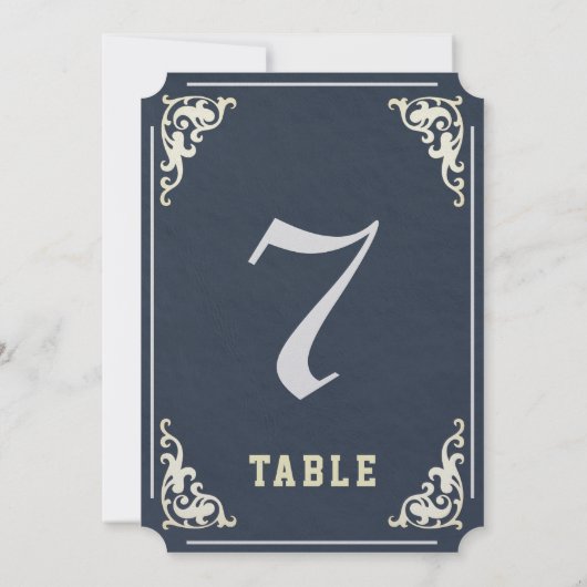 Royal Slate Wedding Tischnummer Marker (Rückseite)