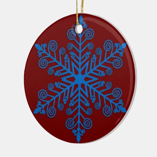 Royal Snowburst — Blue Holiday Snowflake Keramik Ornament (Links)