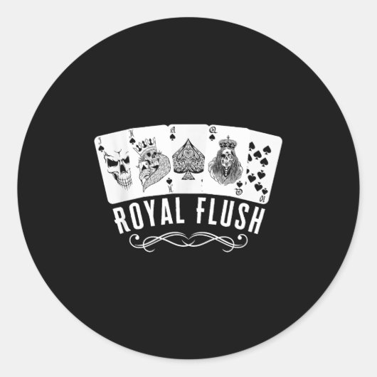 Royal Spade Flush Skeleton King Queen Spades Ker G Runder Aufkleber (Vorderseite)