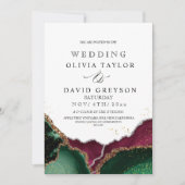 Royal Sparkle Emerald Green Elegant Agate Wedding Einladung (Vorderseite)