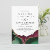 Royal Sparkle Emerald Green Elegant Agate Wedding Einladung (Stehend Vorderseite)