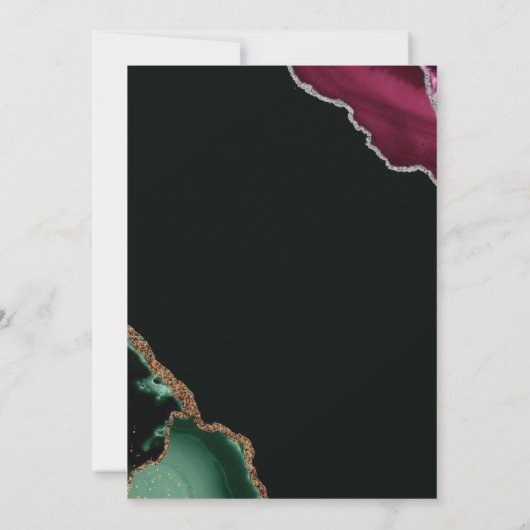 Royal Sparkle Emerald Green Elegant Agate Wedding Einladung (Rückseite)