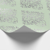 Royal Squares Damask Mint Green Silver Vip Geschenkpapier (Ecke)