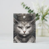 Royal Steampunk Cat Postkarte (Stehend Vorderseite)