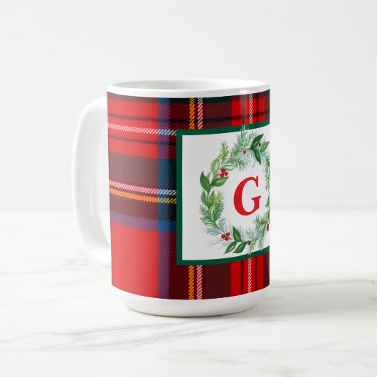 Royal Stewart Christmas Kariert MONOGRAM Kaffeetasse (Vorderseite Links)