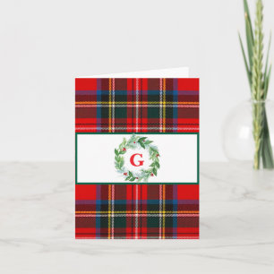 Royal Stewart Christmas Kariert MONOGRAM Wreath Karte