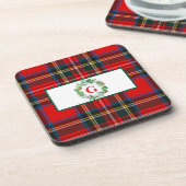 Royal Stewart Christmas MONOGRAM Kariert Wreath Getränkeuntersetzer (Linke Seite)