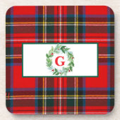 Royal Stewart Christmas MONOGRAM Kariert Wreath Getränkeuntersetzer (Vorderseite)