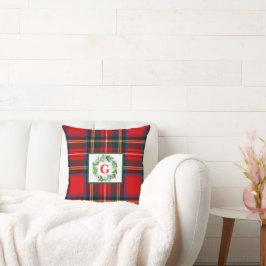 Royal Stewart Christmas MONOGRAM Kariert Wreath Kissen