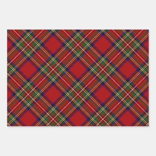 Royal Stewart Clan Family Tartan Kariertes Muster Geschenkpapier Set (Vorderseite 3)