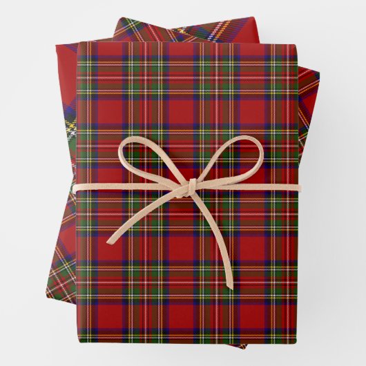 Royal Stewart Clan Family Tartan Kariertes Muster Geschenkpapier Set (Beispiel)