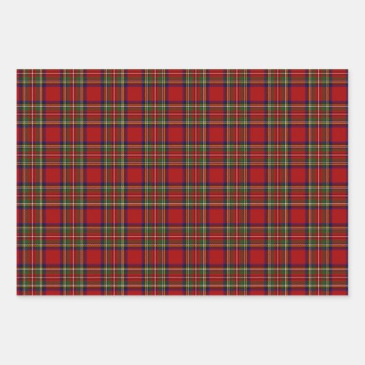 Royal Stewart Clan Family Tartan Kariertes Muster Geschenkpapier Set (Vorderseite)