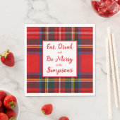 Royal Stewart Eat Drink Be Merry Xmas Plaid Serviette (Beispiel)