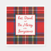 Royal Stewart Eat Drink Be Merry Xmas Plaid Serviette (Vorderseite)