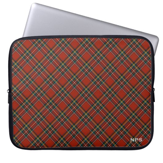 Royal Stewart Family Tartan Red Kariert Monogram Laptopschutzhülle (Vorderseite)